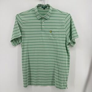 Masters Classics Polo Shirt Mens XL Green Striped Pima Cotton Modal Golf Pocket